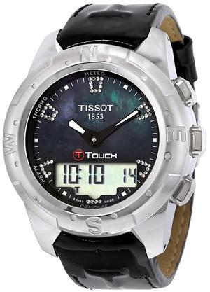 Tissot T-Touch II Diamond Titanium Leather Ladies Watch