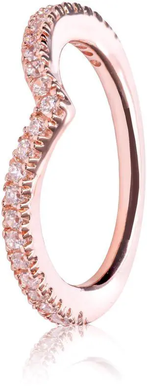 PANDORA Shimmering Wish Clear CZ Wishbone PANDORA Rose ring with clear CZ