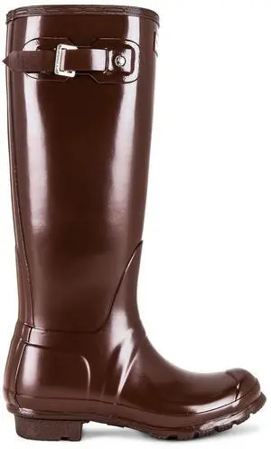 Hunter Womens Original Tall Gloss Rain Boots - Brown Bolt