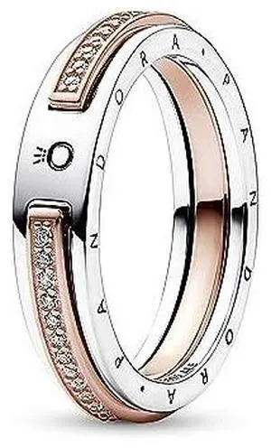 Pandora Signature Two-tone Logo & Pave Ring