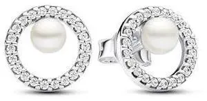 Pandora Treated Freshwater Cultured Pearl & Pave Halo Stud Earrings