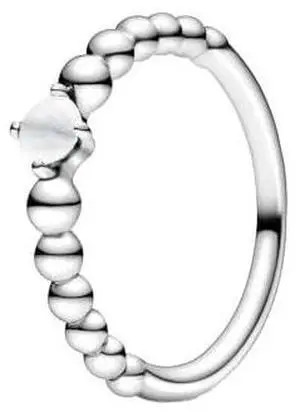 PANDORA April Milky White Beaded Ring PANDORA April Milky White Beaded Ring