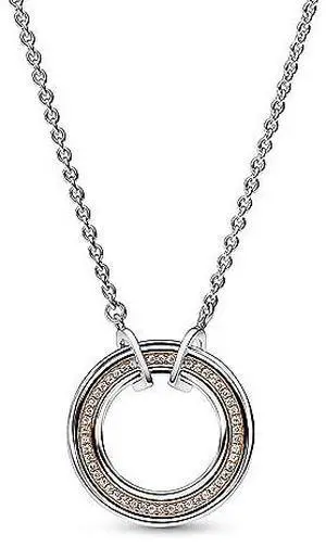 Pandora Signature Two tone Logo & Pave Necklace