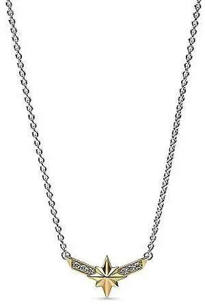 Pandora Marvel Captain Marvel Octogram Star Two tone Pendant Necklace