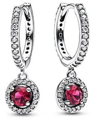 Pandora Red Round Sparkling Hoop Earrings