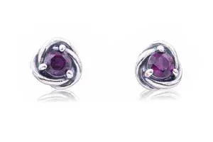 Pandora February Purple Eternity Circle Stud Earrings