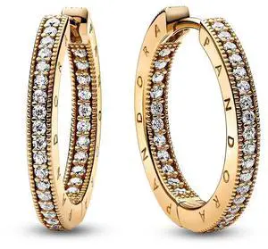 Pandora Signature Logo & Pave Hoop Earrings