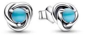 Pandora December Turquoise Blue Eternity Circle Stud Earrings