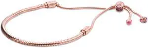 Pandora Moments Pink Peach Blossom Flower Snake Chain Slider Bracelet