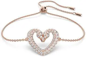 Swarovski Una Bracelet Heart Small White Rose-gold Tone Plated