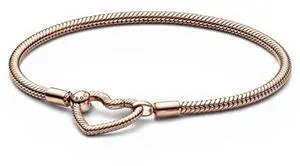 Pandora Moments Heart Closure Snake Chain Bracelet