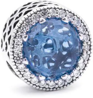 PANDORA Radiant Hearts Charm - Sky-Blue Crystal & Clear CZ - 791725NBS
