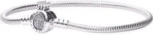 PANDORA Moments Crown O & Snake Chain Bracelet - Size: 16