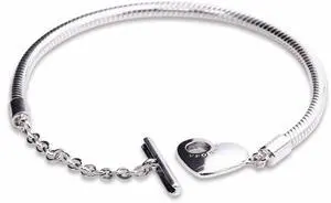 Pandora Moments Heart T-Bar Snake Chain Bracelet -