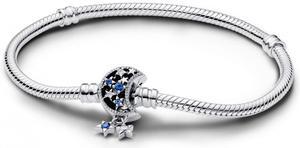 Pandora Moments Sparkling Moon Clasp Snake Chain Bracelet
