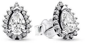 Pandora Sparkling Pear Halo Stud Earrings
