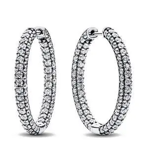 Pandora Timeless Pave Single-row Hoop Earrings