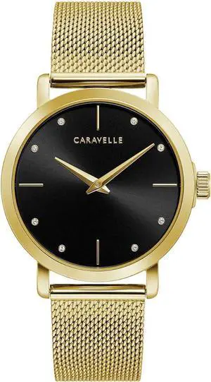 Caravelle by Bulova Crystal Gold-Tone Mesh Ladies Watch