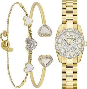 Bulova Crystal Collection Ladies Watch & Bracelet Gift Set