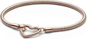 Pandora Moments Heart Closure Snake Chain Bracelet