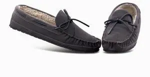 Minnetonka Mens Casey Slipper Charcoal Suede 8
