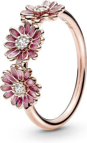PANDORA Pink Daisy Flower Trio Ring