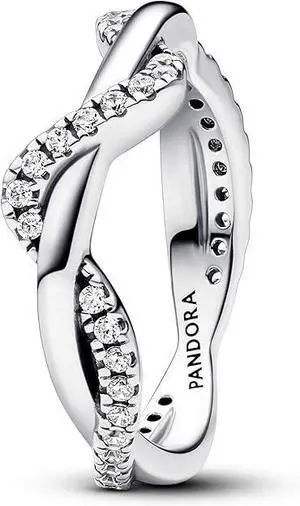 Pandora Sparkling Intertwined Wave Ring