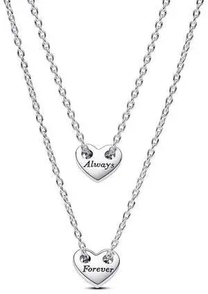 Pandora Forever & Always Splittable Heart Collier Necklaces