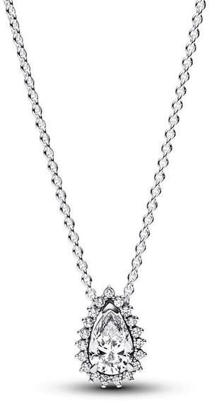 Pandora Sparkling Pear Halo Collier Necklace