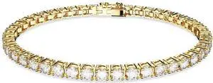 Swarovski Matrix Tennis Bracelet Round Cut Gold-tone Plated