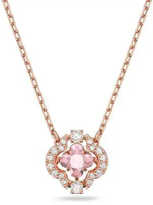 Swarovski Una Necklace Clover Pink Rose Gold-tone Plated