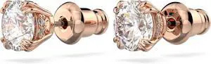 Swarovski Stilla Stud Earrings Round Cut White Rose Gold-tone Plated
