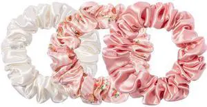 Slip Silk Scrunchies 100% 22 Momme Mulberry Silk (3 Luxurious Scrunchies) - Petal