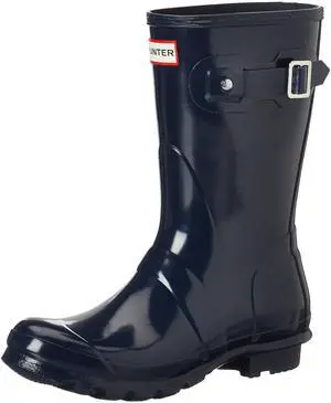 Hunter Womens Original Short Gloss Rain Boots - Navy - Size 8