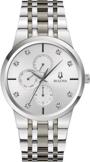 Bulova Modern BUL Multi-Function Diamond Dial Edge to Edge Crystal Mens Watch