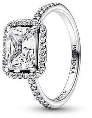 Pandora Rectangular Sparkling Halo Ring