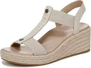 VIONIC Womens Calera Espadrille Wedge Sandal - Cream Snake Leather/Fabric