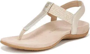 VIONIC Womens Brea Heeled Sandal - Gold Metallic Leather