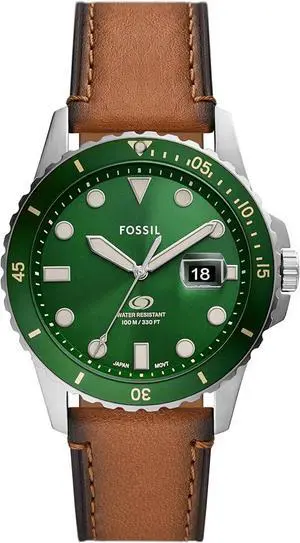 Fossil Blue Dive Tan LiteHide Leather Mens Watch