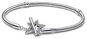 Pandora Moments Asymmetric Star T-bar Snake Chain Bracelet