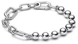 Pandora Metal Bead & Link Chain Bracelet Sterling silver