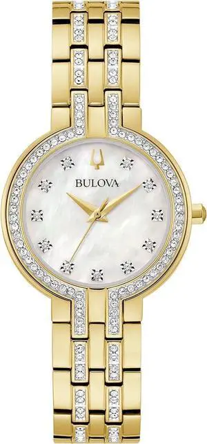 Bulova Crystal Collection Ladies Watch & Necklace Gift Set