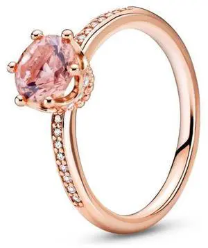 PANDORA Pink Sparkling Crown Solitaire Ring