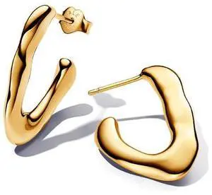 Pandora Organically V-shaped Open Hoop Earrings 14k gold plating