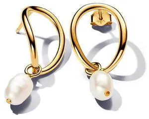 Pandora Organically Shaped Circle & Baroque Treated Freshwater Cultured Pearl Earrings