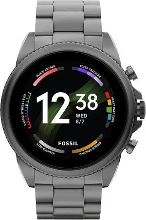 Fossil Mens Gen 6 44mm Stainless Steel Touchscreen SmartWatch - Smoke -
