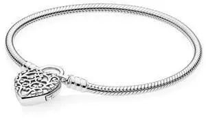 PANDORA Smooth Silver Padlock Bracelet Size 19 - PANDORA Smooth Silver Padlock Bracelet Size 19 -