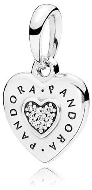 PANDORA Signature Heart Pendant - Clear CZ -