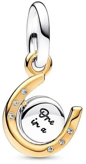 Pandora Two-tone Spinning Disc Horseshoe Dangle Charm Pandora Two-tone Spinning Disc Horseshoe Dangle Charm