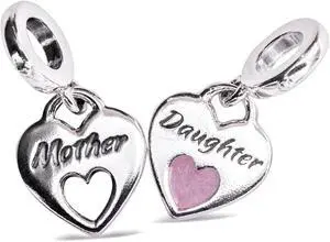 PANDORA Double Heart Split Pink Enamel Charm